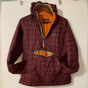 Patagonia - Womens Nano Puff Half Zip Hoody - Maroon, Orange - Med - Used